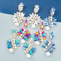 Rhinestone Earring Zinc Alloy with ABS Plastic Pearl fashion jewelry & for woman & with rhinestone Sold By Pair