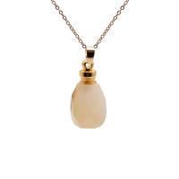 Natural Stone Perfume Bottle Pendant with Brass gold color plated & for woman 16x26-30mm Sold By PC