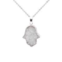 Ice Quartz Akaatti Pendant, kanssa Messinki, Käsi, hopea päällystetty, naiselle, sekavärit, 21x26mm, Myymät PC