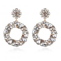 Zinc Alloy Drop Earrings fashion jewelry & for woman & with rhinestone nickel lead & cadmium free Sold By Pair