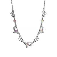 Titanium halskettingen, Titanium Staal, met Sea Opal & Zinc Alloy, met 6cm extender keten, silver plated, mode sieraden & voor vrouw, zilver, Lengte 41 cm, Verkocht door PC