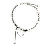 Titanium halskettingen, Titanium Staal, met Zinc Alloy, met 6cm extender keten, silver plated, mode sieraden & voor vrouw, zilver, 65mm, Lengte 42 cm, Verkocht door PC