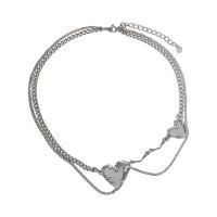 Titanium halskettingen, Titanium Staal, met Zinc Alloy, met 6cm extender keten, Hart, silver plated, mode sieraden & voor vrouw, zilver, Lengte 40.5 cm, Verkocht door PC