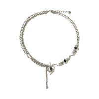 Titanium halskettingen, Titanium Staal, met Zinc Alloy, met 6cm extender keten, Hart, silver plated, mode sieraden & voor vrouw, zilver, Lengte 41 cm, Verkocht door PC