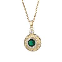 Cubic Zircon Micro Pave Brass Necklace real gold plated micro pave cubic zirconia & for woman Length Approx 17.7 Inch Sold By PC