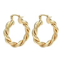 Ottone Orecchino ad anello, Placcato in oro 14K, gioielli di moda & per la donna, 30mm, Venduto da coppia