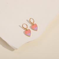 ファッション ♥ フープ ドロップ イヤリング, 銅, ハート形, 14 K ゴールド メッキ, 女性用 & エナメル, 無色, 28.30x12.30mm, 売り手 ペア