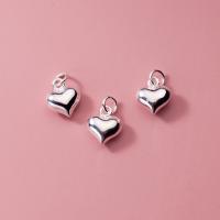 925 Sterling Sølv vedhæng, Heart, sølvfarvet forgyldt, 3D-effekt, 10.50x9mm, Solgt af PC