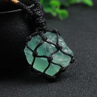 Collier bijoux de pierre gemme, La fluorite verte, avec corde de cire, fait à la main, bijoux de mode & unisexe, Longueur Environ 14 pouce, Vendu par PC