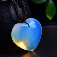 Gemstone Ékszer Nyaklánc, Sea Opal, -val Viasz, Szív, csiszolt, divat ékszerek & egynemű, Hossz Kb 14 inch, Által értékesített PC