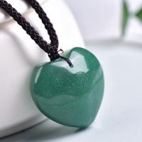 aventurine vert collier, avec corde de cire, coeur, poli, bijoux de mode & unisexe, Longueur Environ 14 pouce, Vendu par PC