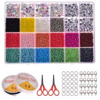 Glazen kralen Sieraden maken tool set, met Plastic Box & Zinc Alloy & Acryl, moffelen vernis, DIY & verschillende stijlen voor de keuze, gemengde kleuren, 180x130x35mm, Verkocht door box