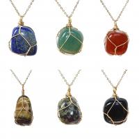 Bijoux Pendentifs en pierres gemmes, Pierre naturelle, avec laiton, Placage de couleur d'or, différents matériaux pour le choix & unisexe, plus de couleurs à choisir, 15-25mm, Vendu par PC