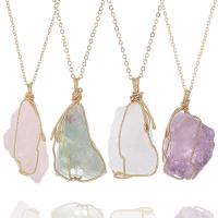 Gemstone Pendants Jewelry Natural Stone with Brass gold color plated & Unisex Sold By PC