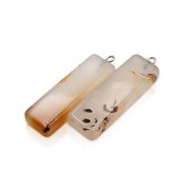 Bijoux Pendentifs en pierres gemmes, Océan calcédoine, rectangle, unisexe, couleurs mélangées, 10-14x35-40mm, Vendu par PC