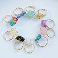 Gemstone Finger Ring, Természetes kő, -val Sárgaréz, arany színű aranyozott, különböző anyagok a választás & egynemű, több színt a választás, 23mm, Belső átmérő:Kb 21mm, Által értékesített PC