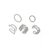 Sinc Alloy Ring Set, dath airgid plated, 5 phíosa & jewelry faisin & unisex, airgid, nicil, luaidhe & caidmiam saor in aisce, 17mm, Díolta De réir Socraigh