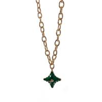 Colar de jóias de liga de zinco, with 7cm extender chain, Rhombus, cromado de cor dourada, joias de moda & para mulher & com strass, dourado, níquel, chumbo e cádmio livre, comprimento 45 cm, vendido por PC