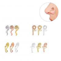 Bijoux de Piercing nez en acier inoxydable, laiton, fade et jamais plaqué de haute qualité, unisexe & creux, plus de couleurs à choisir, protéger l'environnement, sans nickel, plomb et cadmium, 9x20mm, Vendu par PC