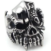 Anillo de dedo de Titantium Acero, Partículas de acero, Calavera, Ungir, diverso tamaño para la opción & para hombre & ennegrezca, color original, 20x30mm, Vendido por UD