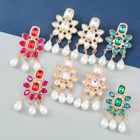 Rhinestone Earring Zinc Alloy with ABS Plastic Pearl fashion jewelry & for woman & with glass rhinestone Sold By Pair