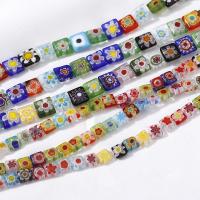 Millefiori Slice Lampwork Beads Millefiori Lampwork Square DIY & enamel Sold By Strand