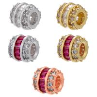 Cubic Zirconia Micro Pave Brass Beads Round plated DIY & micro pave cubic zirconia nickel lead & cadmium free Sold By PC