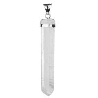 Natuurlijke Quartz Hangers, Bergkristal, met Zinc Alloy, Onregelmatige, silver plated, voor vrouw, wit, 40-60mm, Verkocht door PC