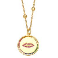 Circón cúbico Micro pavimentar collar de cobre amarillo, metal, con 2 extender cadena, chapado en color dorado, diferentes estilos para la opción & micro arcilla de zirconia cúbica & para mujer, color mixto, libre de níquel, plomo & cadmio, 20x18mm, longitud 17.7 Inch, Vendido por UD