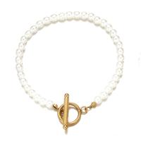 304 roestvrij staal Armband, met Plastic Pearl, mode sieraden & voor vrouw, meer kleuren voor de keuze, 4mm, Lengte Ca 7.08 inch, Verkocht door PC