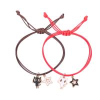 Pareja pulsera y brazalete, Cordón de cera, con aleación de zinc, chapado, 2 piezas & Ajustable & Joyería & esmalte, más colores para la opción, longitud 16-25 cm, Vendido por Par