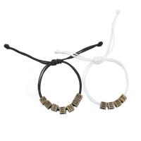 corda di cera Bracciale Set, with lega in zinco, placcato bronzo antico, 2 pezzi & Regolabile & gioielli di moda, bianco e nero, Lunghezza 16-25 cm, Venduto da coppia