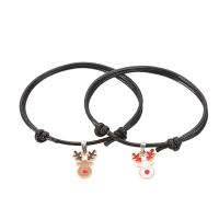 Couple Bracelet and Bangle Wax Cord with Zinc Alloy plated 2 pieces & Adjustable & fashion jewelry & enamel Length 16-25 cm Sold By Pair