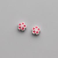 925 Sterling Silver Spacer Bead, Flower, platanam plátáilte, greamán eapocsa, dathanna níos mó le haghaidh rogha, 6mm, Díolta De réir PC