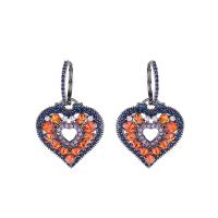 Cubic Zirconia Micro Pave Brass Earring Heart plated micro pave cubic zirconia & for woman Sold By Pair