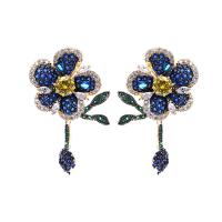 Cubic Zirconia Micro Pave Brass Earring Flower gold color plated micro pave cubic zirconia & for woman Sold By Pair