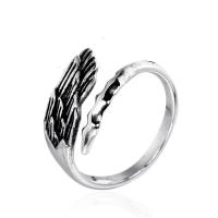 Titantium Steel Finger Ring, Titanium Steel, Wing Forma, különböző méretű a választás & megfeketedik, az eredeti szín, 12mm, Által értékesített PC