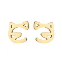 Stainless Steel Stud Earrings 304 Stainless Steel Cat Vacuum Ion Plating fashion jewelry & for woman Sold By Pair