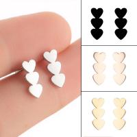 Roestvrij staal Stud Earrings, 304 roestvrij staal, Hart, mode sieraden & voor vrouw, meer kleuren voor de keuze, 4x12mm, 12paren/Bag, Verkocht door Bag