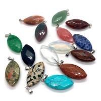 Gemstone Vedhæng Smykker, Natursten, Oval, Unisex & facetteret, flere farver til valg, 16x33mm, Solgt af PC