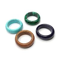 Gemstone Finger Ring, Natursten, Donut, slumpmässigt skickade & Unisex, blandade färger, 6mm, Innerdiameter:Ca 18mm, Säljs av PC