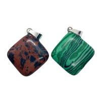 Gemstone Vedhæng Smykker, Natursten, Square, forskellige materialer til valg & Unisex, flere farver til valg, 24x28mm, Solgt af PC