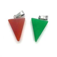 Bijoux Pendentifs en pierres gemmes, Pierre naturelle, triangle, différents matériaux pour le choix & unisexe, plus de couleurs à choisir, 15x24mm, Vendu par PC