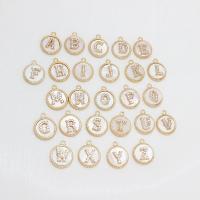 Muschel Anhänger, Messing, mit Muschel, Alphabet-Buchstabe, goldfarben plattiert, DIY & verschiedene Stile für Wahl & mit Strass, goldfarben, frei von Nickel, Blei & Kadmium, 13.70x16.60mm, verkauft von PC