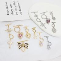 Chiusura Toggle in ottone, placcato, DIY & formato differente per scelta & Micro spianare cubic zirconia, nessuno, assenza di nichel,piombo&cadmio, Venduto da PC