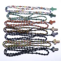 Gemstone smycken halsband, Ädelsten, med Terylene Cord, Cross, polerad, Unisex & olika stilar för val, fler färger för val, 21x31mm, Längd 35-50 cm, Säljs av PC