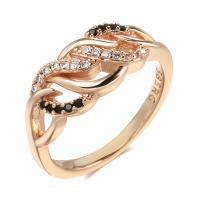 Cubique anneau en laiton Circonia Micro Pave, Plaqué de couleur d'or rose, normes différentes pour le choix & pavé de micro zircon & pour femme, couleur or rose, protéger l'environnement, sans nickel, plomb et cadmium, 8mm, Vendu par PC