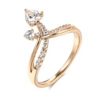 Cubic Zirconia Micro Pave Brass Ring rose gold color plated & micro pave cubic zirconia & for woman rose gold color nickel lead & cadmium free 13mm Sold By PC