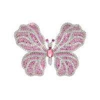 Cubic Zirconia Broche, metal, Mariposa, Joyería & micro arcilla de zirconia cúbica & para mujer, libre de níquel, plomo & cadmio, 36x49mm, Vendido por UD