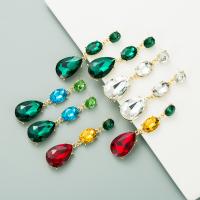 Rhinestone Earring Zinc Alloy with Glass Rhinestone fashion jewelry & for woman nickel lead & cadmium free Sold By Pair